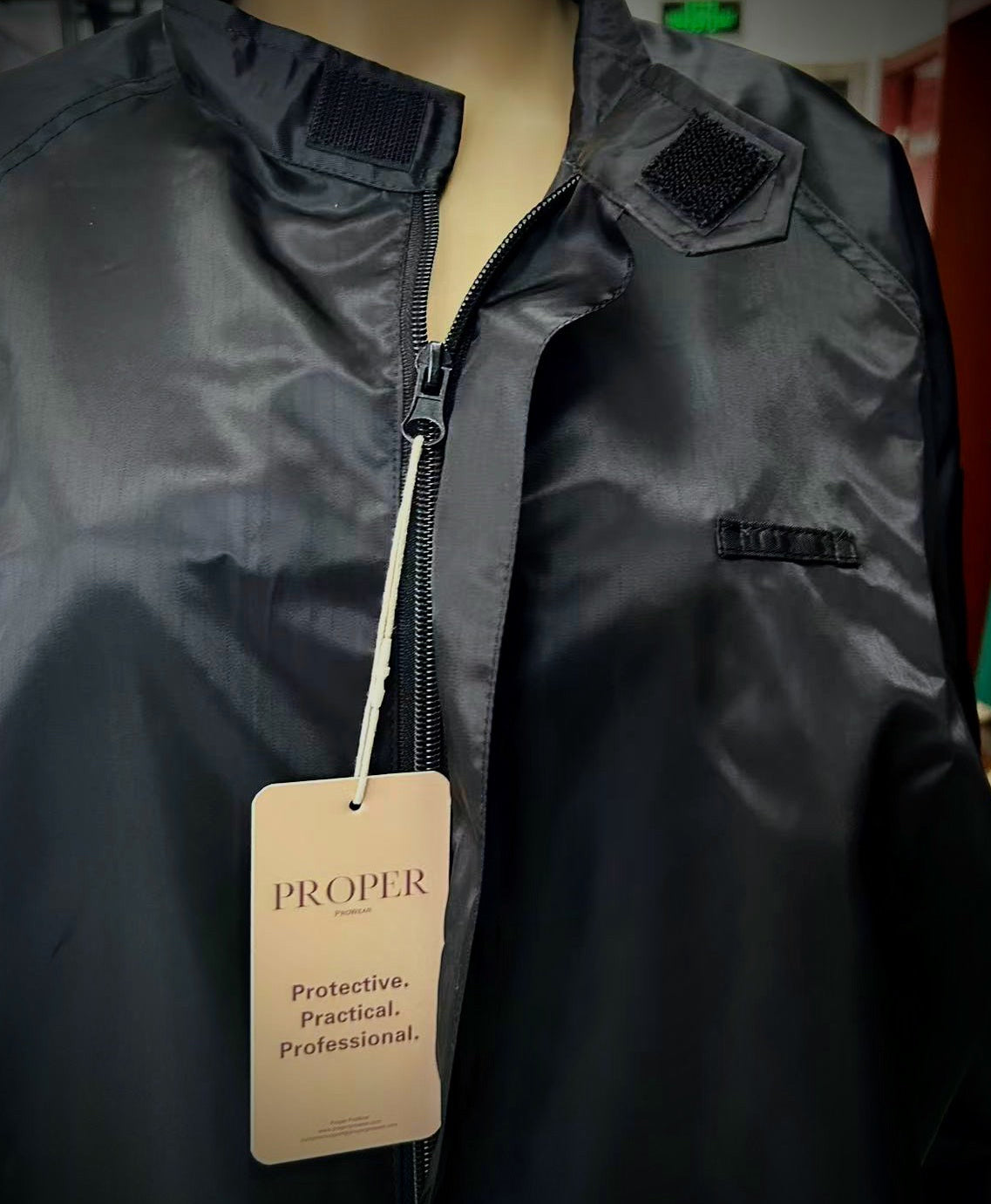 Close-Up pf Proper ProWear Black Edition professional workwear for barbers