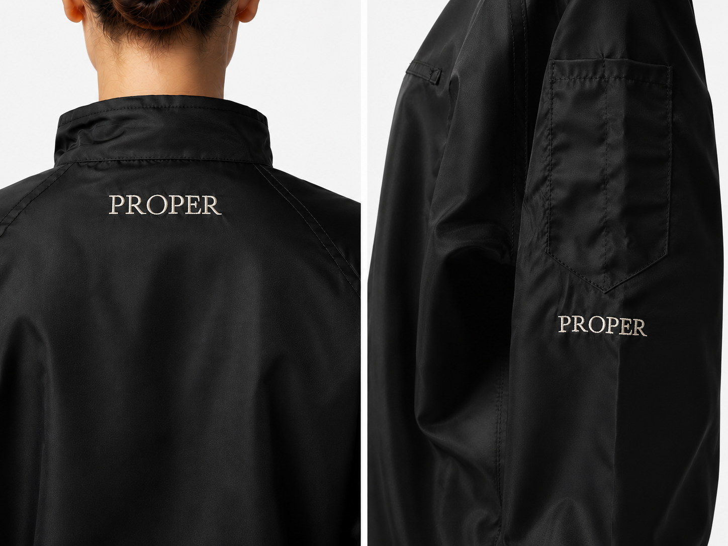 Black Proper ProWear Barber Armour hair-resistant two-piece barber uniform