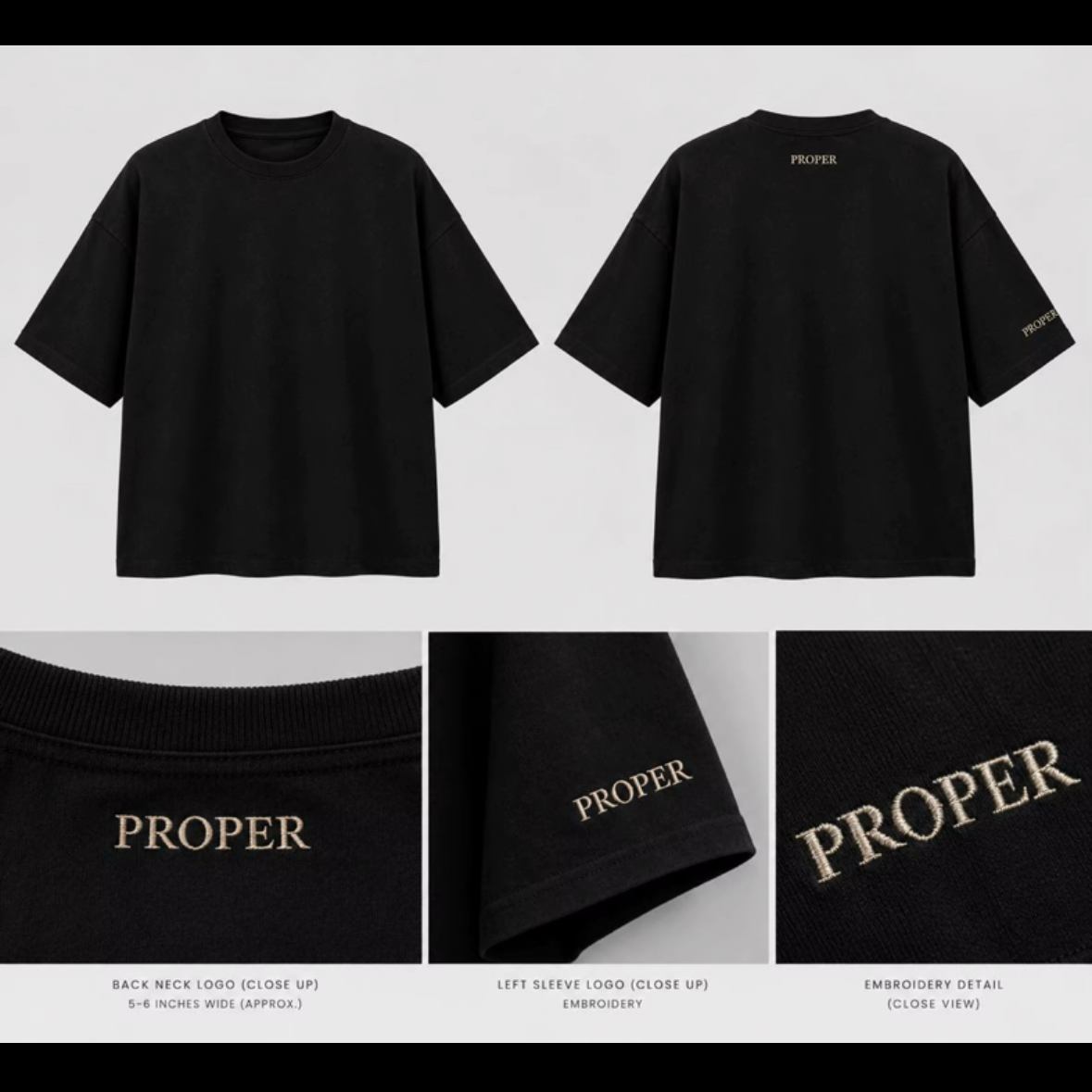 Proper T black boxy fit front and back