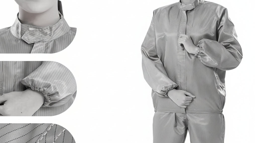 Person wearing a black protective suit with highlighted design features on a white background